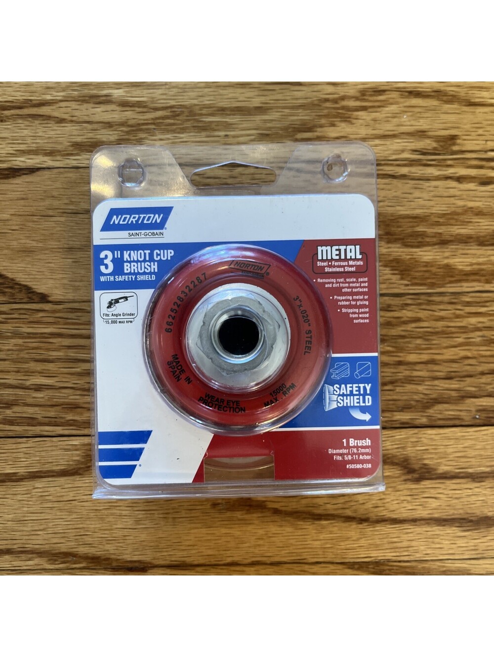 Norton 3” Steel Knot Cup Brush with Safety Shield 50580-038